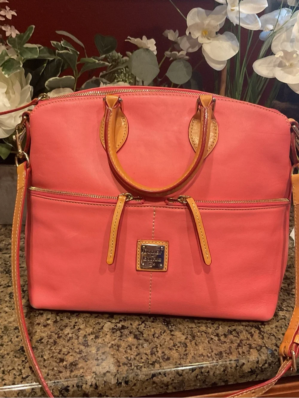 Dooney & Bourke Coral Satchel with Tan Trim